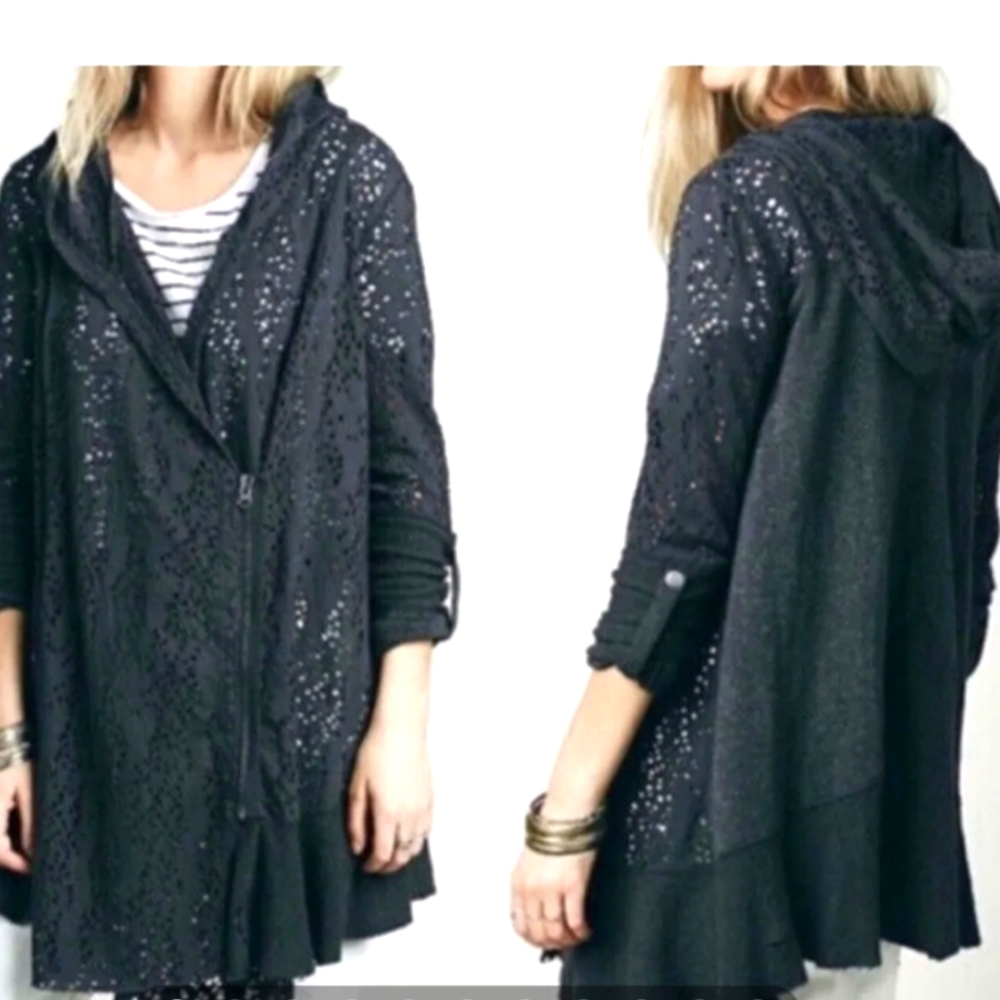 Free People Lace Hood Cardigan Size M